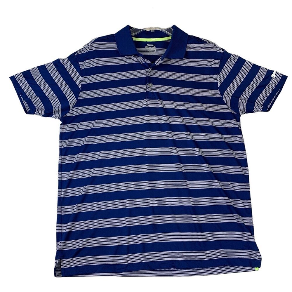 Slazenger Golf Mens Large‎ Blue White Striped Polo